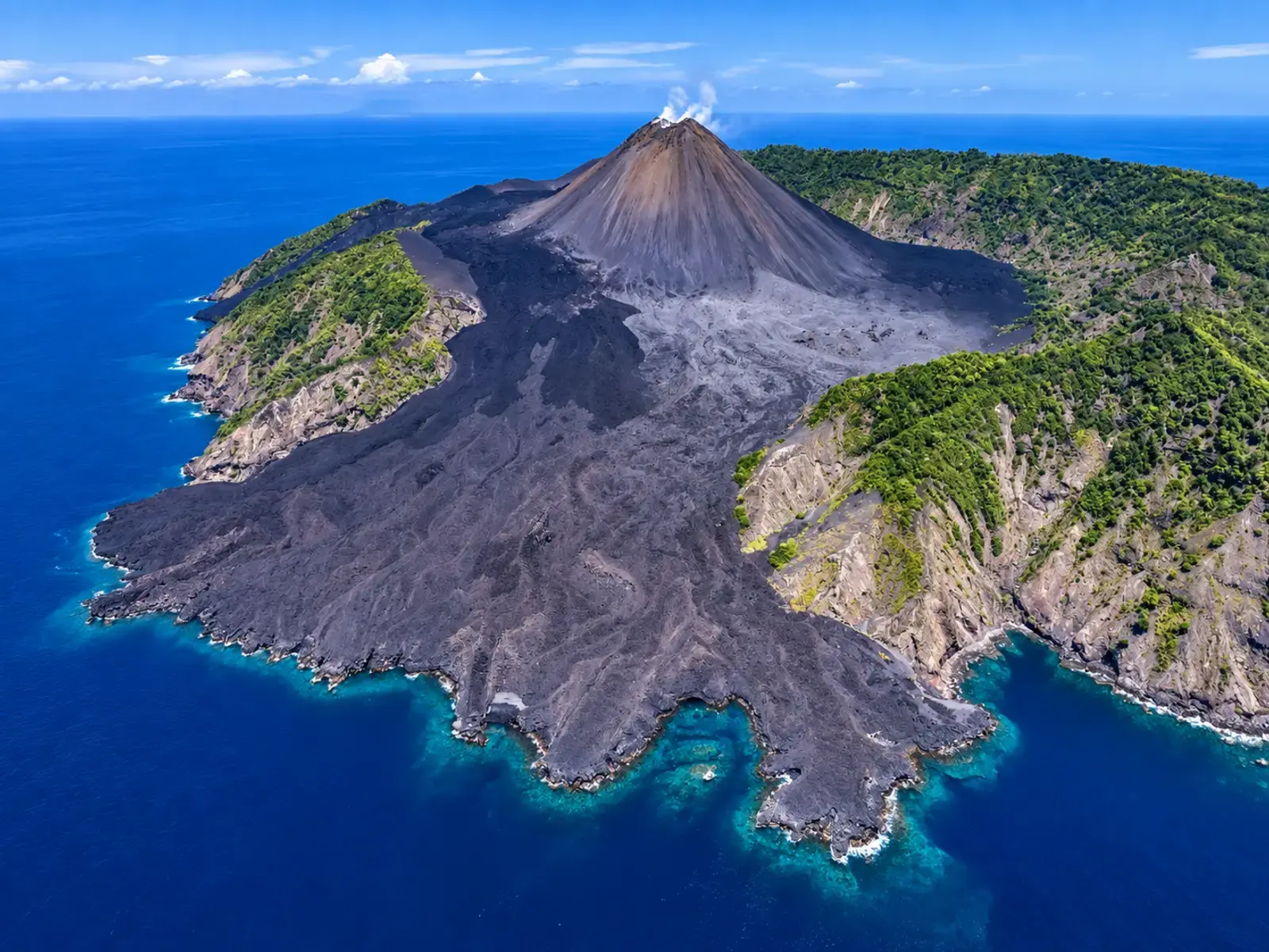 Aerial view of Barren Island, Andaman Islands