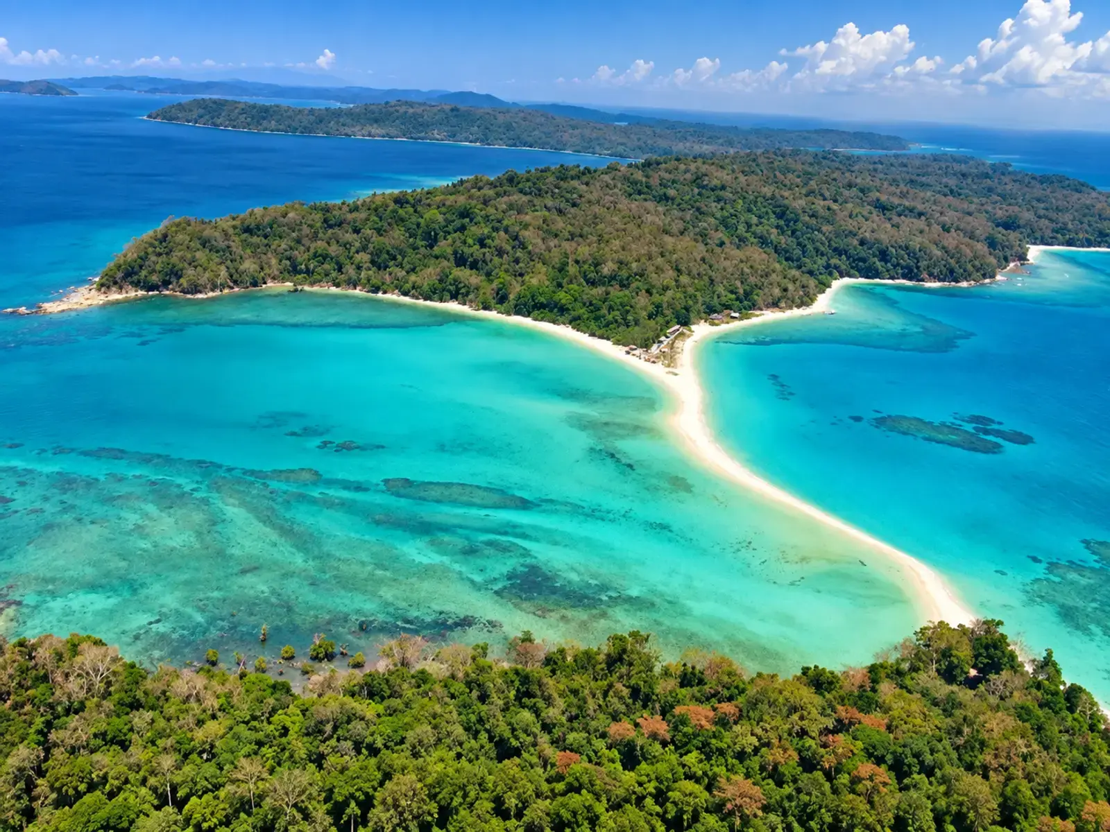 Aerial view of Diglipur, Andaman Islands