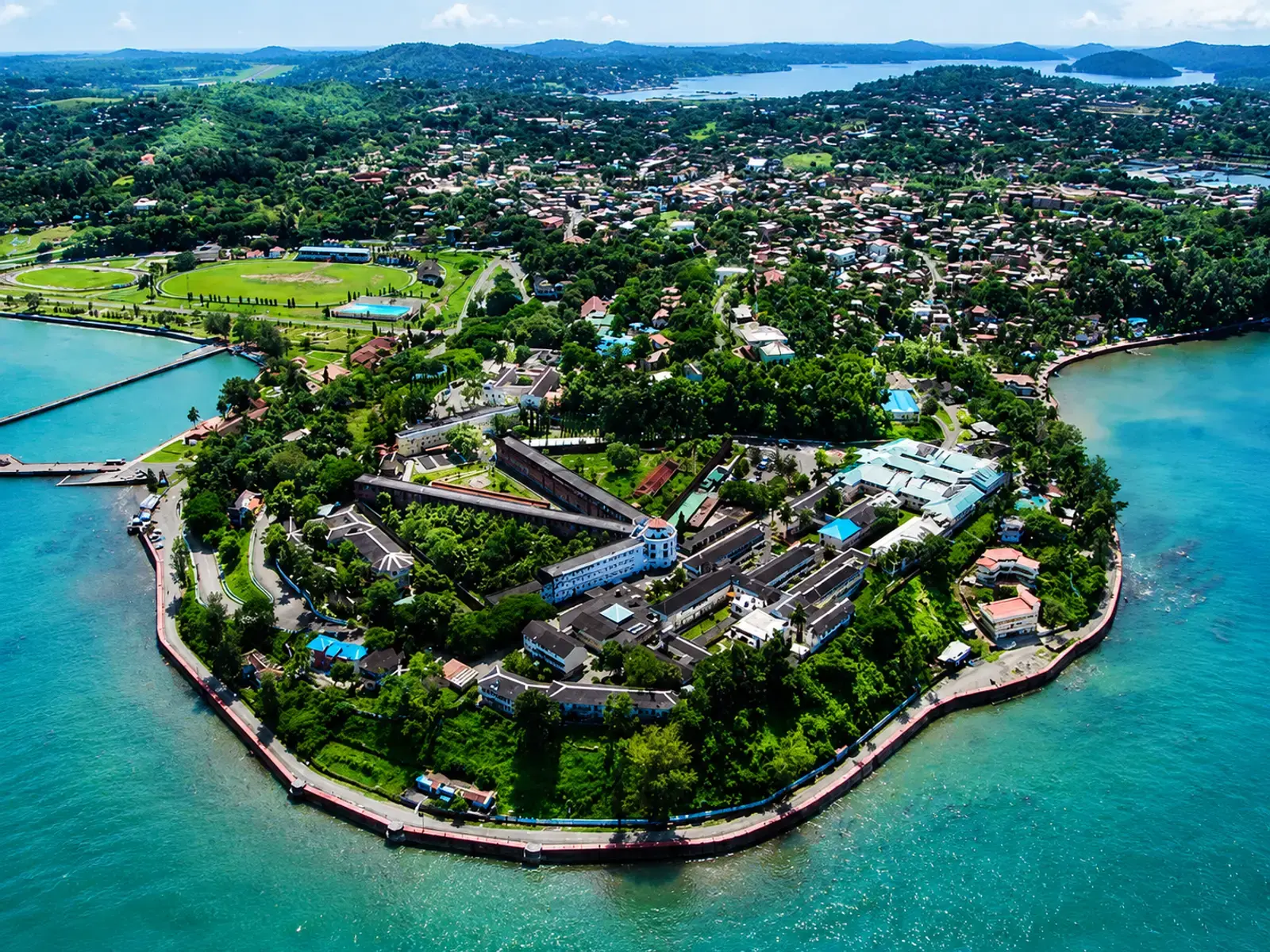 Aerial view of Port Blair, Andaman Islands