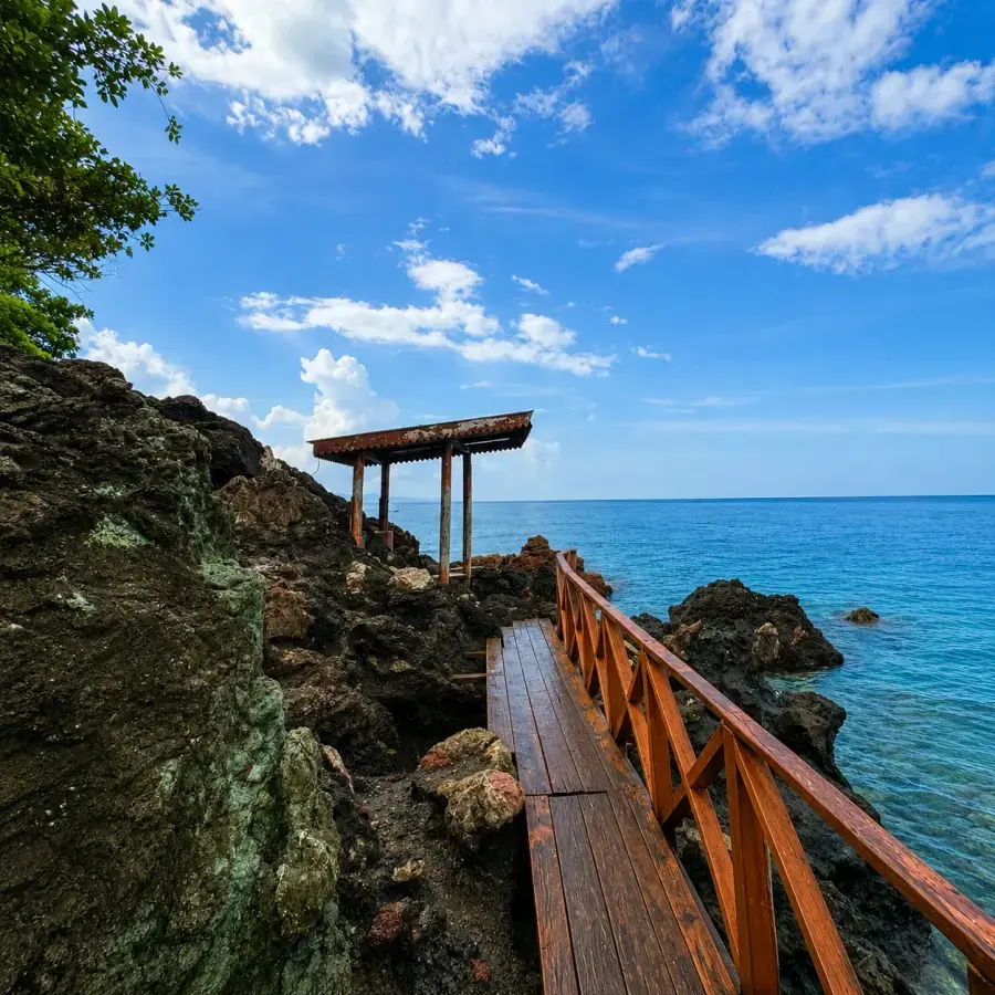 Coastal boardwalk over the rocks, Rangat